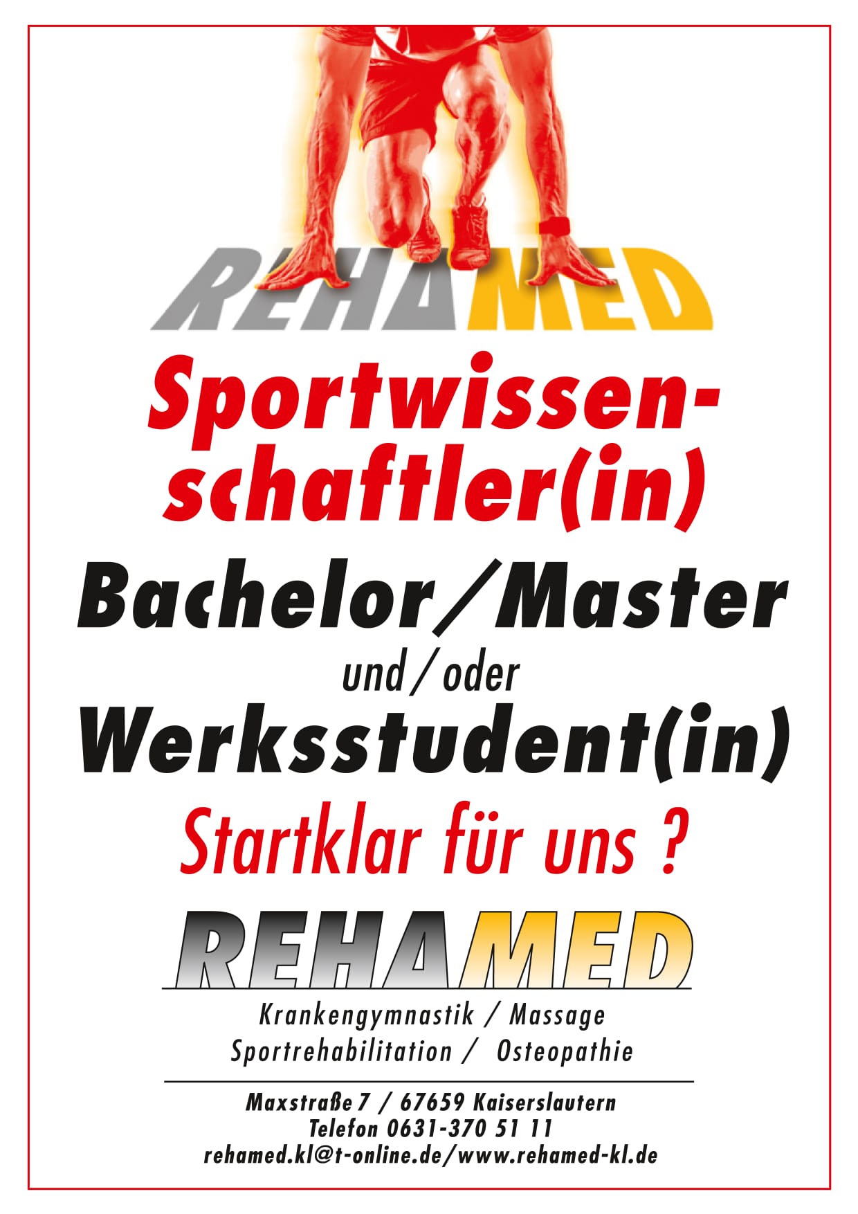 Stellenangebot Sportwissenschaftler(in)